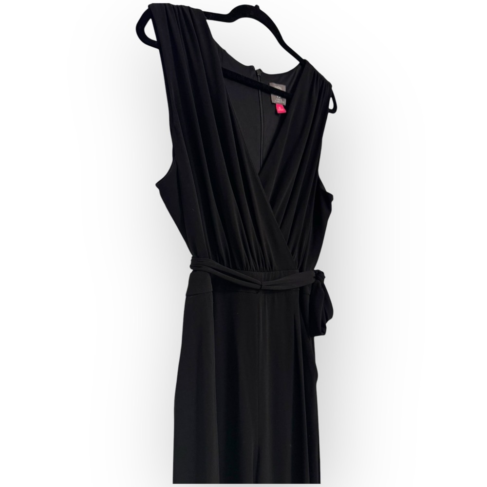 VINCE CAMUTO Faux Wrap Wide-Leg Jersey Jumpsuit, XL, Black - Picture 4 of 16